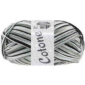 Lana Grossa COTONE  Print/Spray/Mouliné | 317-white/silver gray/dark gray/black