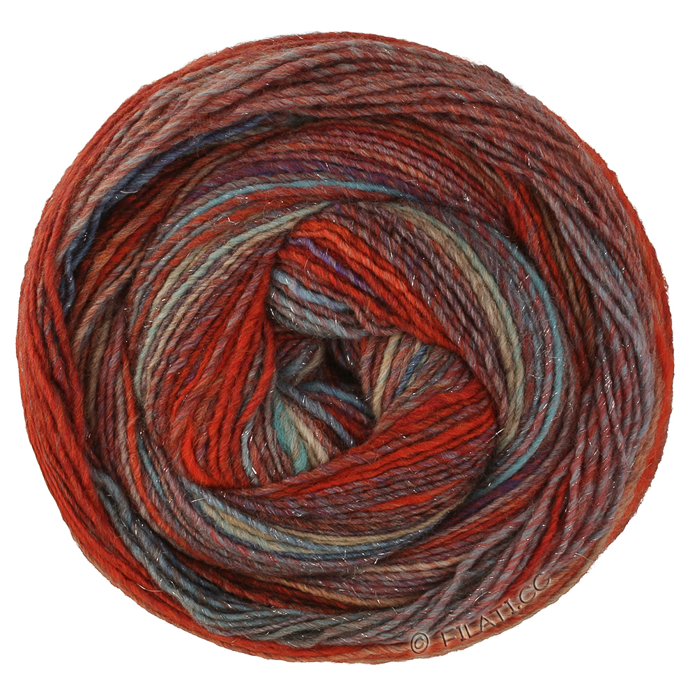 Lana Grossa GOMITOLO GALA | 4045-dark red/gray red/turquoise/petrol/gray blue/beige/gray brown
