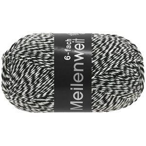 Lana Grossa MEILENWEIT 6-FACH 150g Mouliné/Print/Tweed | 8505-black/white