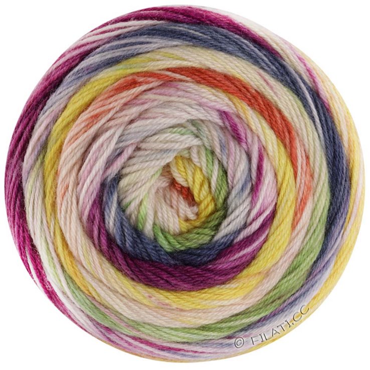 Lana Grossa MEILENWEIT 100g DUSK | 6201-dark fuchsia/ecru/dark petrol/may green/olive green/subtle yellow/yellow/orange/clay red