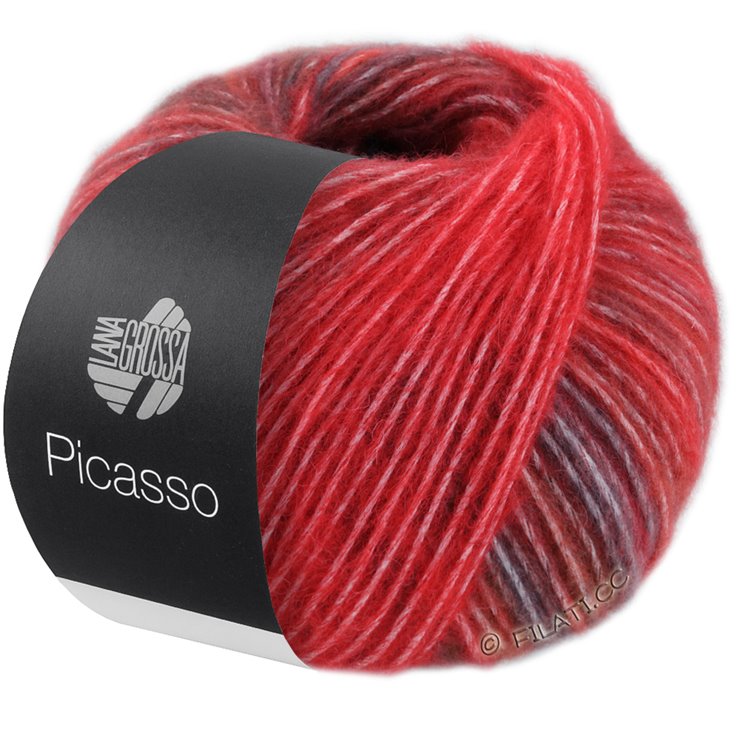 Lana Grossa PICASSO | 12-wine red/cherry red/fiery red/nougat/brown red
