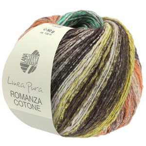 Lana Grossa ROMANZA COTONE (Linea Pura) | 02-apricot/turquoise green/black brown/linen