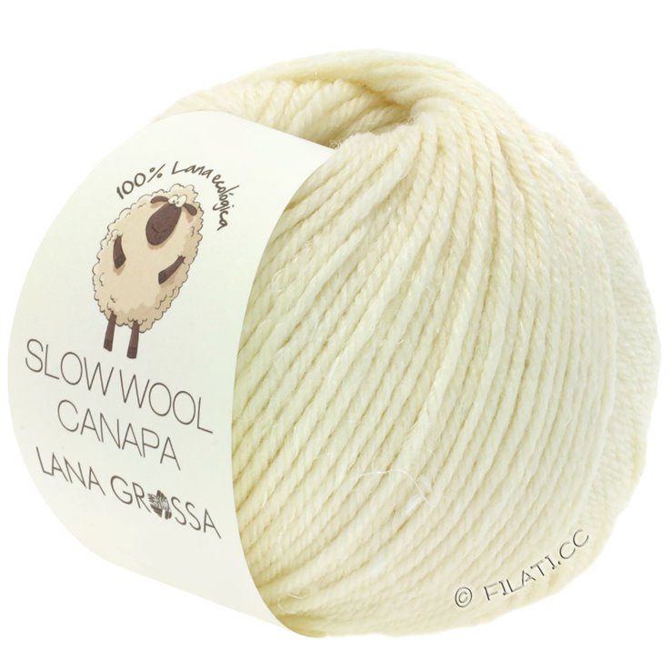 Lana Grossa SLOW WOOL CANAPA | 01-raw white