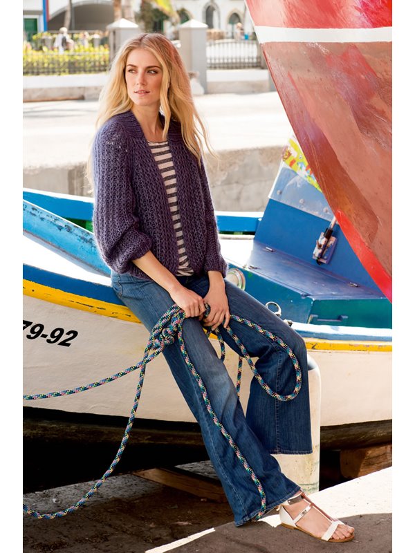 Lana Grossa CROPPED CARDI IN SHAKER RIB PATTERN Silkhair/Linarte