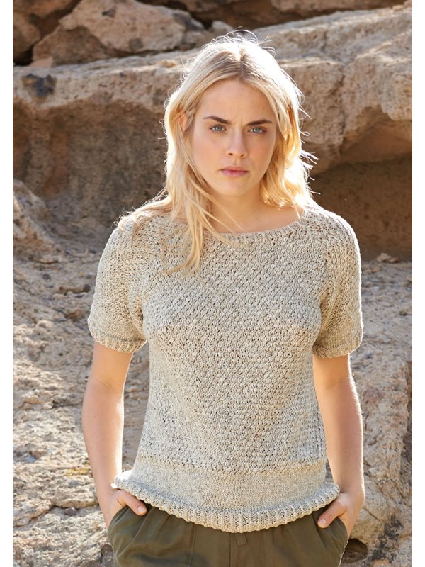 Lana Grossa RAGLAN PULLOVER IN TWISTED STITCH PATTERN Denim