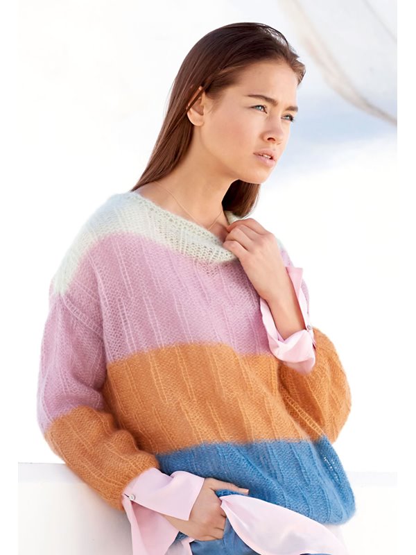 Lana Grossa PULLOVER IN STAGGERED RIB PATTERN Silkhair