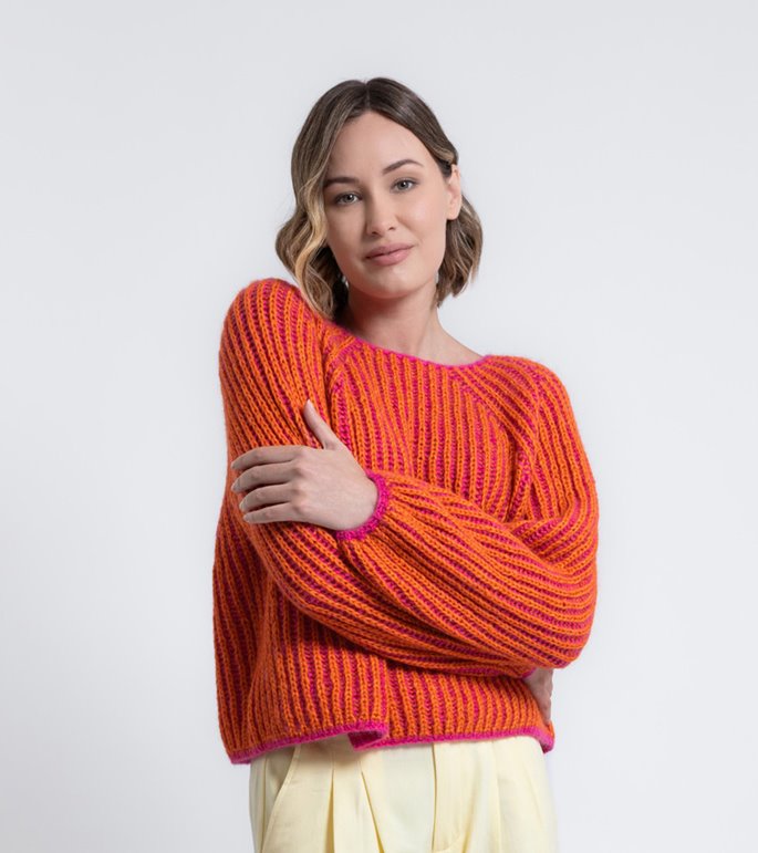 Lana Grossa TOP DOWN REVERSIBLE PULLOVER Brigitte No. 2