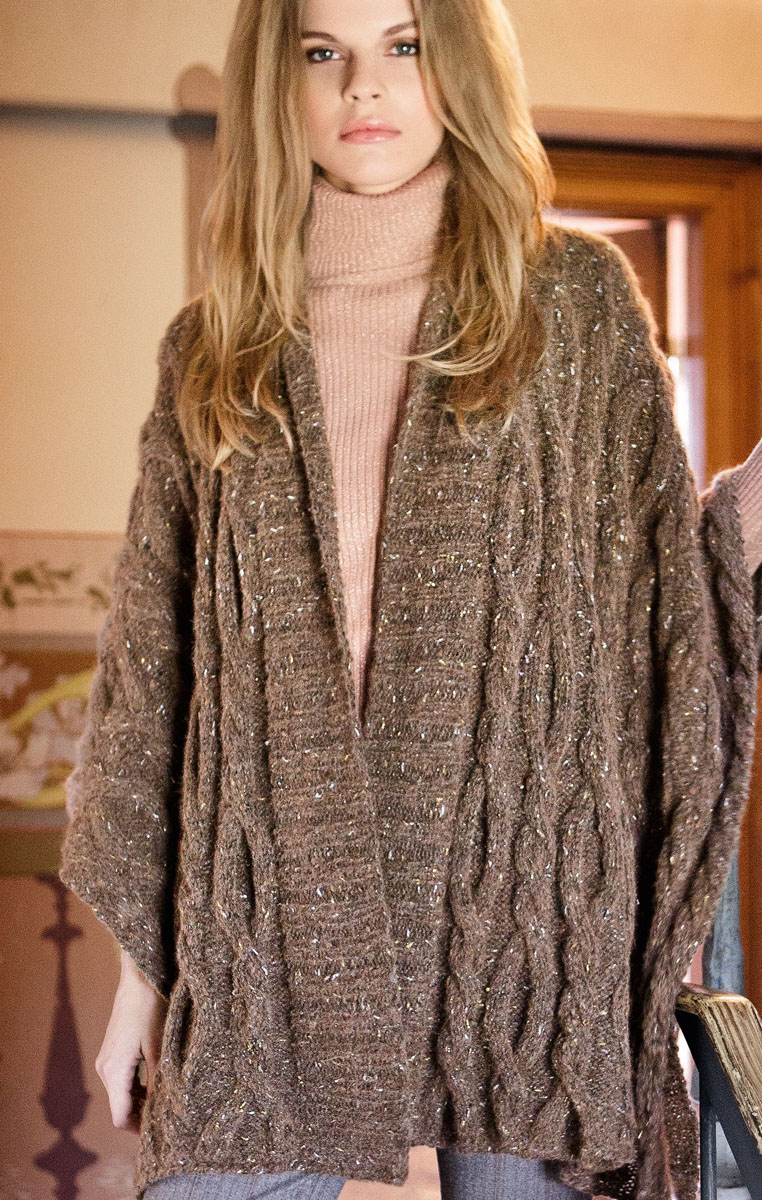 Lana Grossa Patentmuster Herbst Jacken Damen Wolle Lana Grossa PONCHO  Cometa FILATI COLLEZIONE English