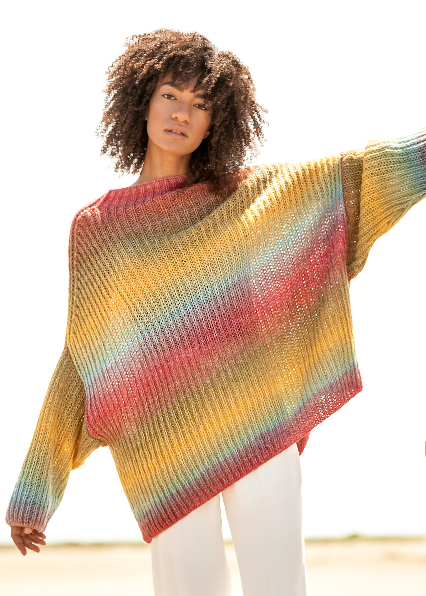 Striped Pullover in Lana Grossa Gomitolo Summer Tweed - 09