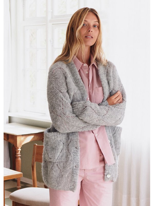 Lana Grossa CARDIGAN Natural Alpaca Lungo