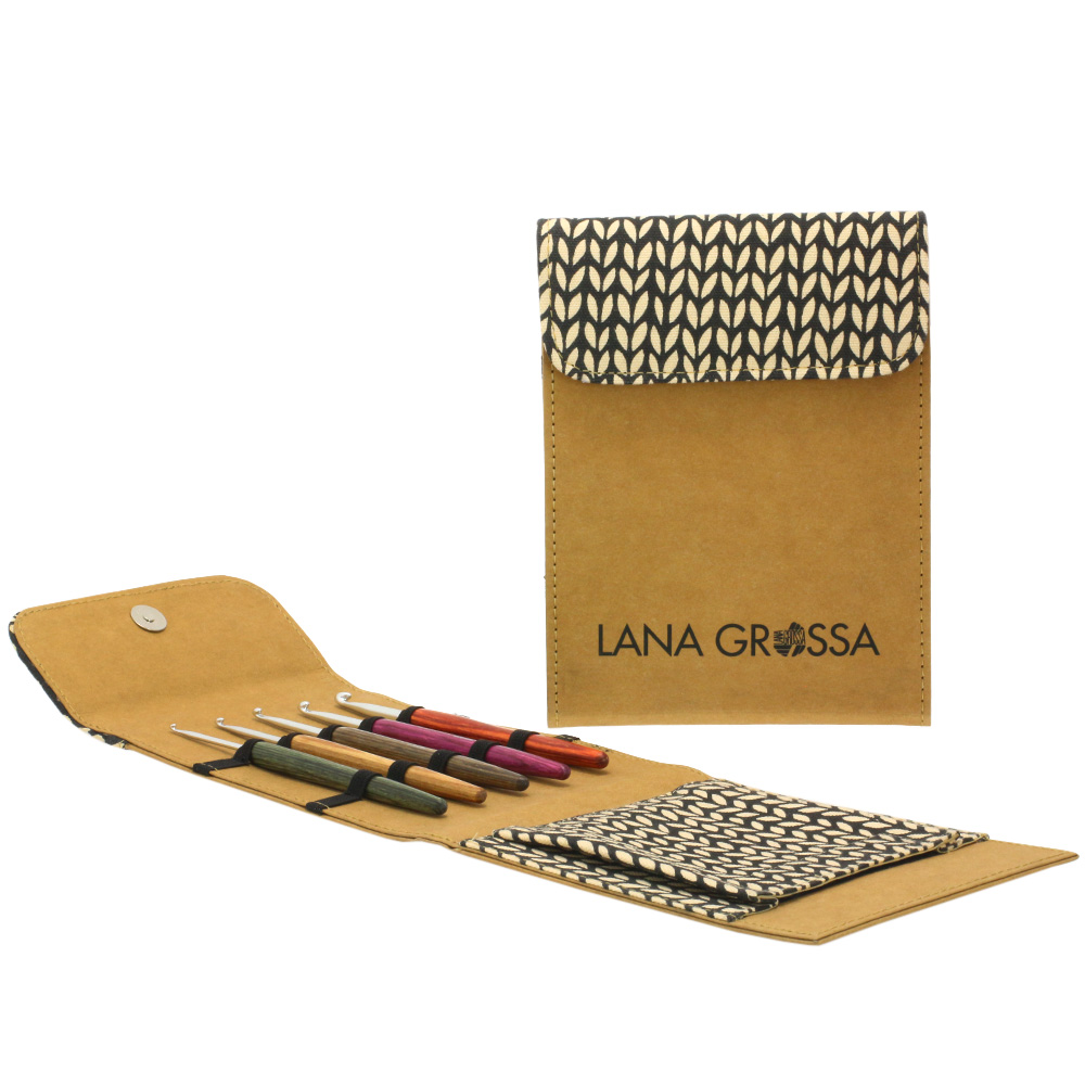 Lana Grossa / Knit Pro Crochet hook-set design-wood Signal small (brown ...